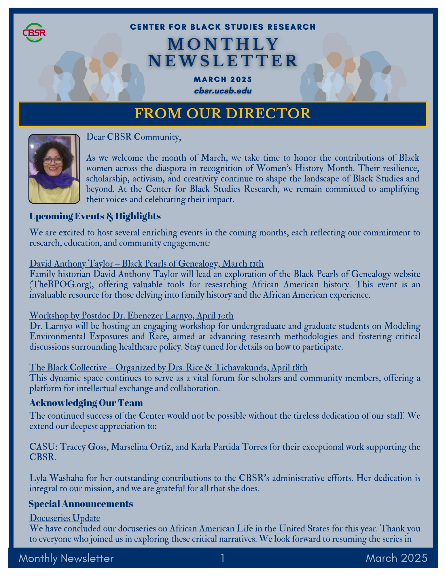 January 2025 Newsletter Cover Page