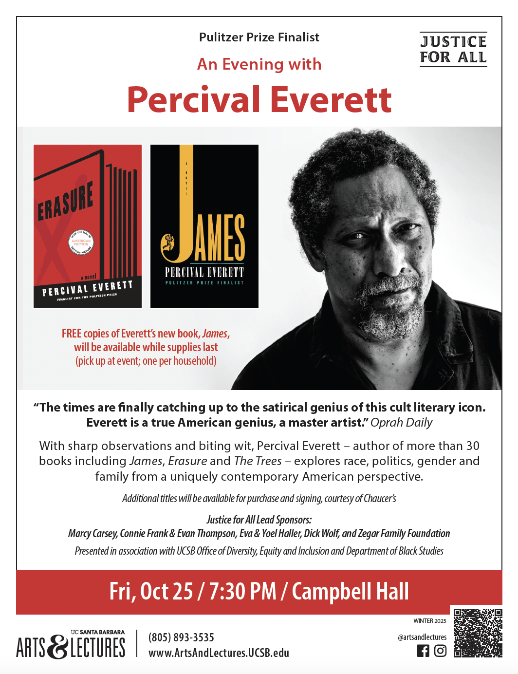  Justice for All Series: Percival Everett poster