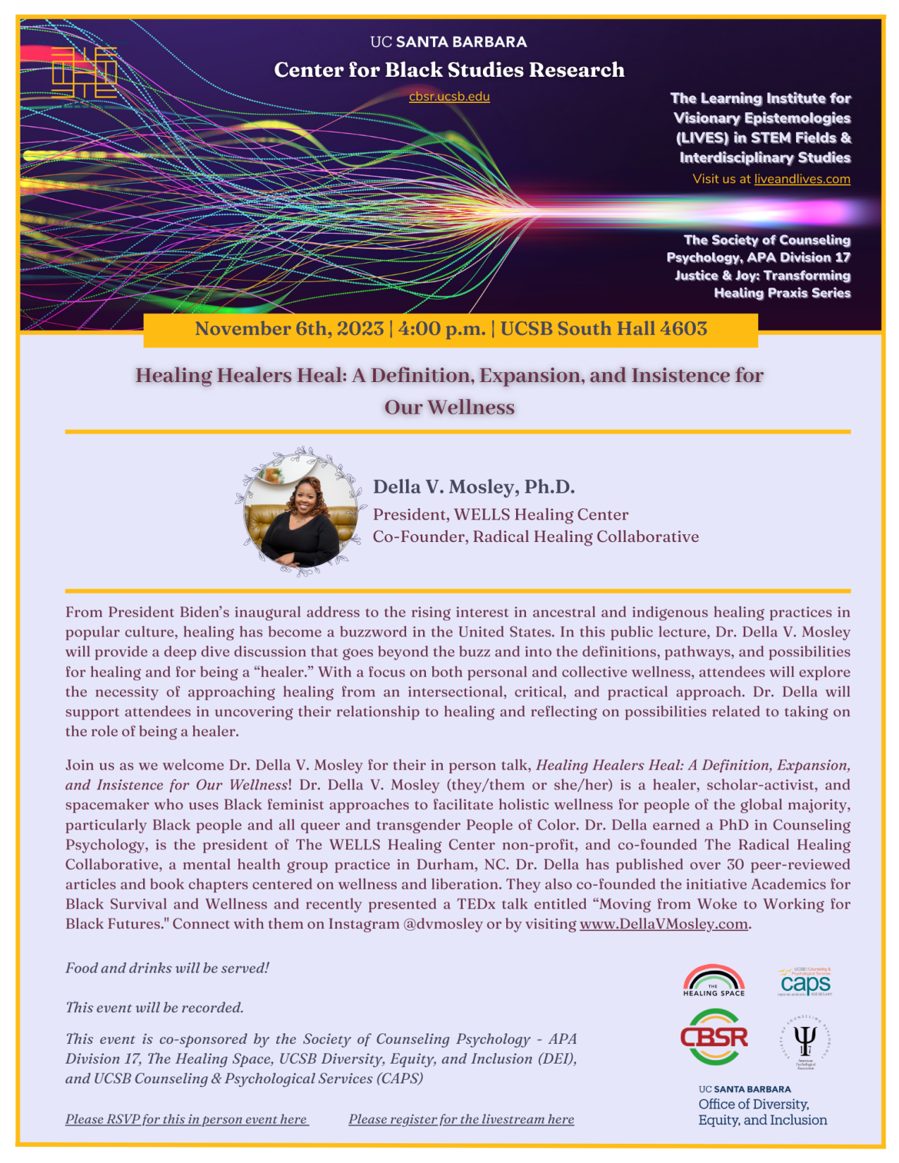 Dr. Mosely's Healing Healers Heal Event Flyer