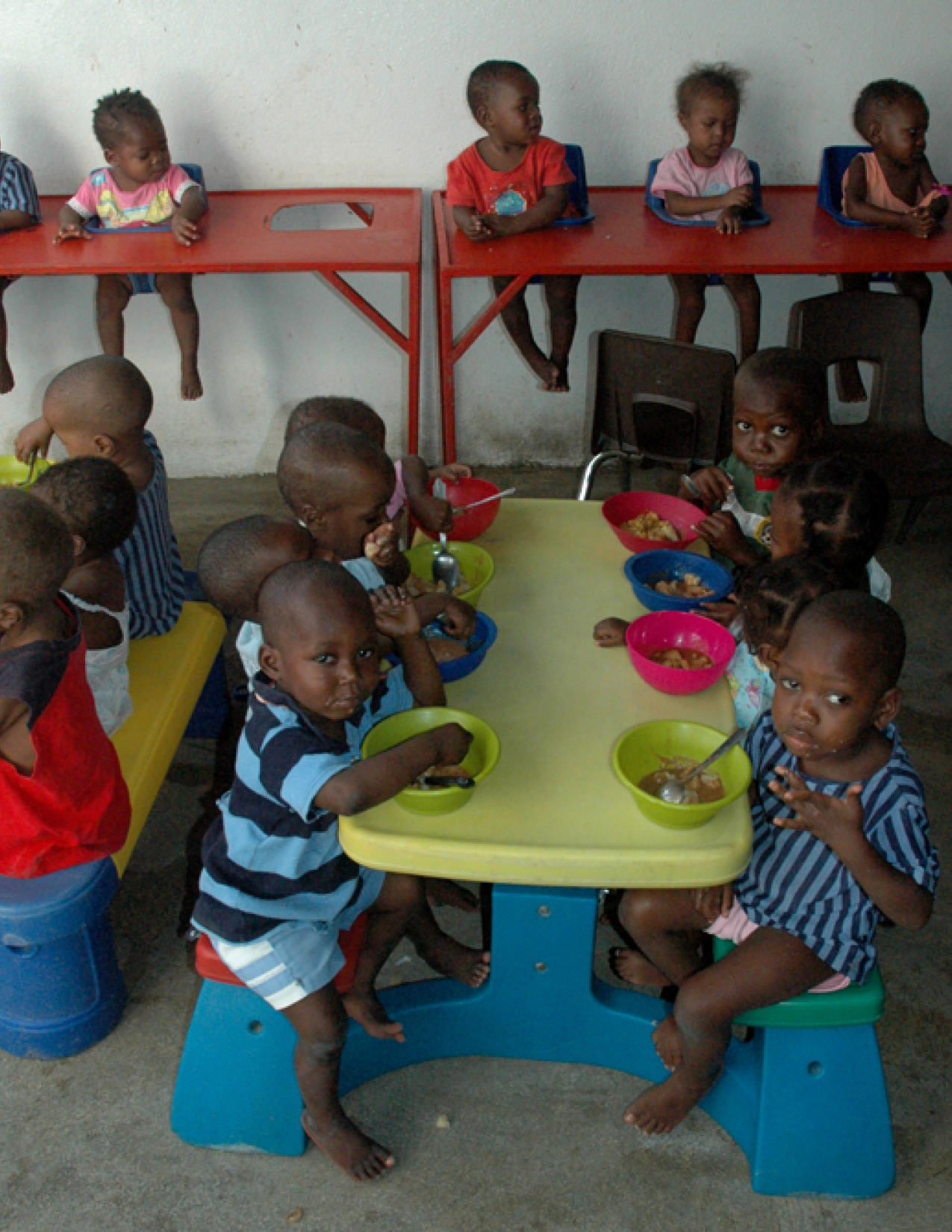 haiti children receiving aid 