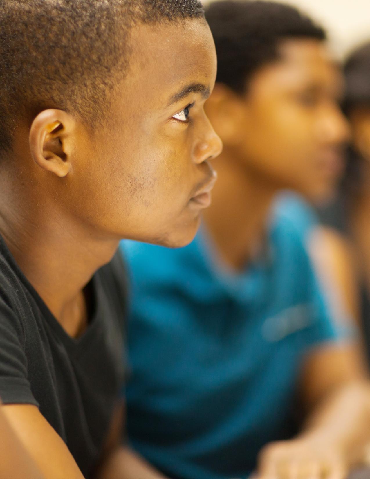 group of african american college students in lecture room 