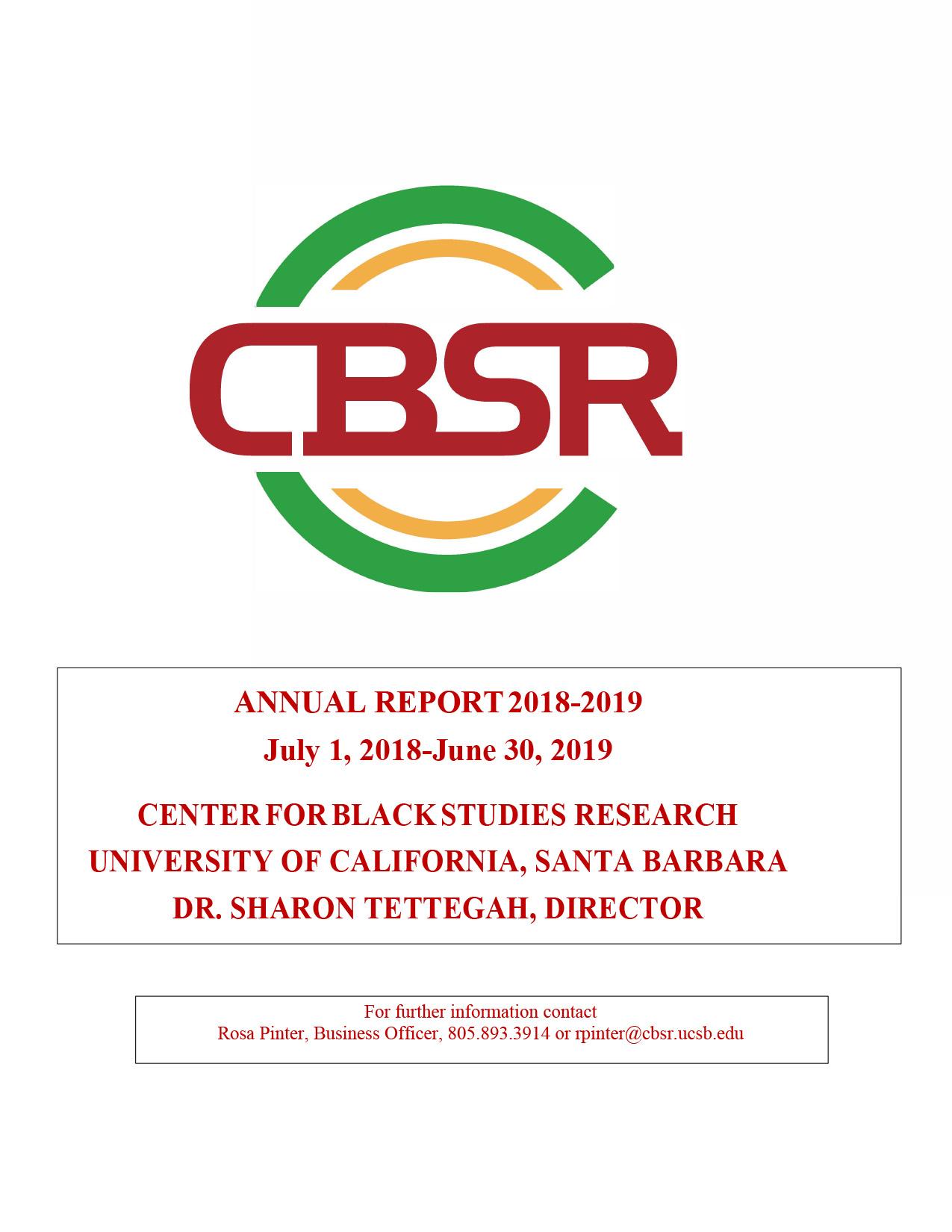 CBSR 2018–2019 Annual Report Cover