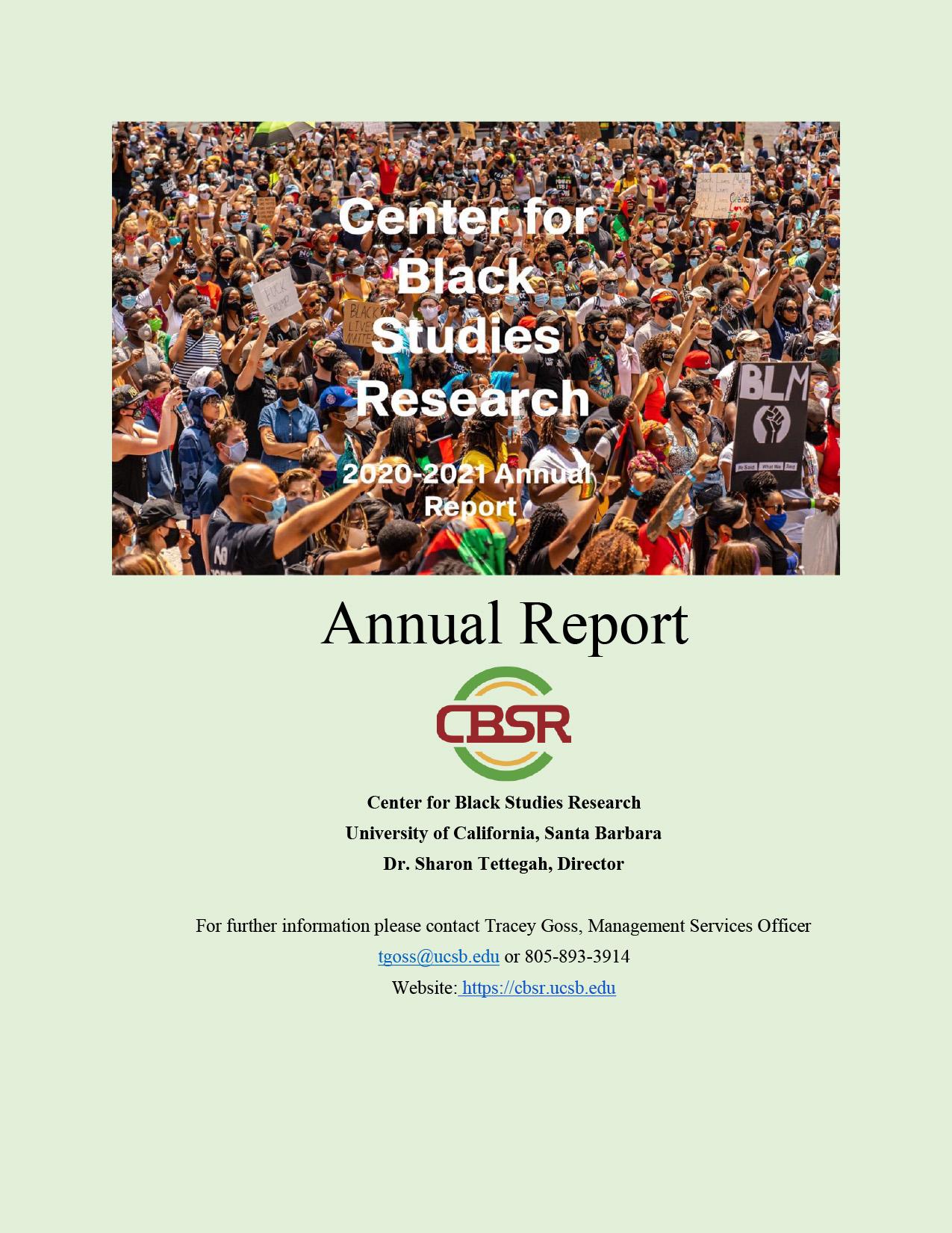 CBSR 2020–2021 Annual Report Cover