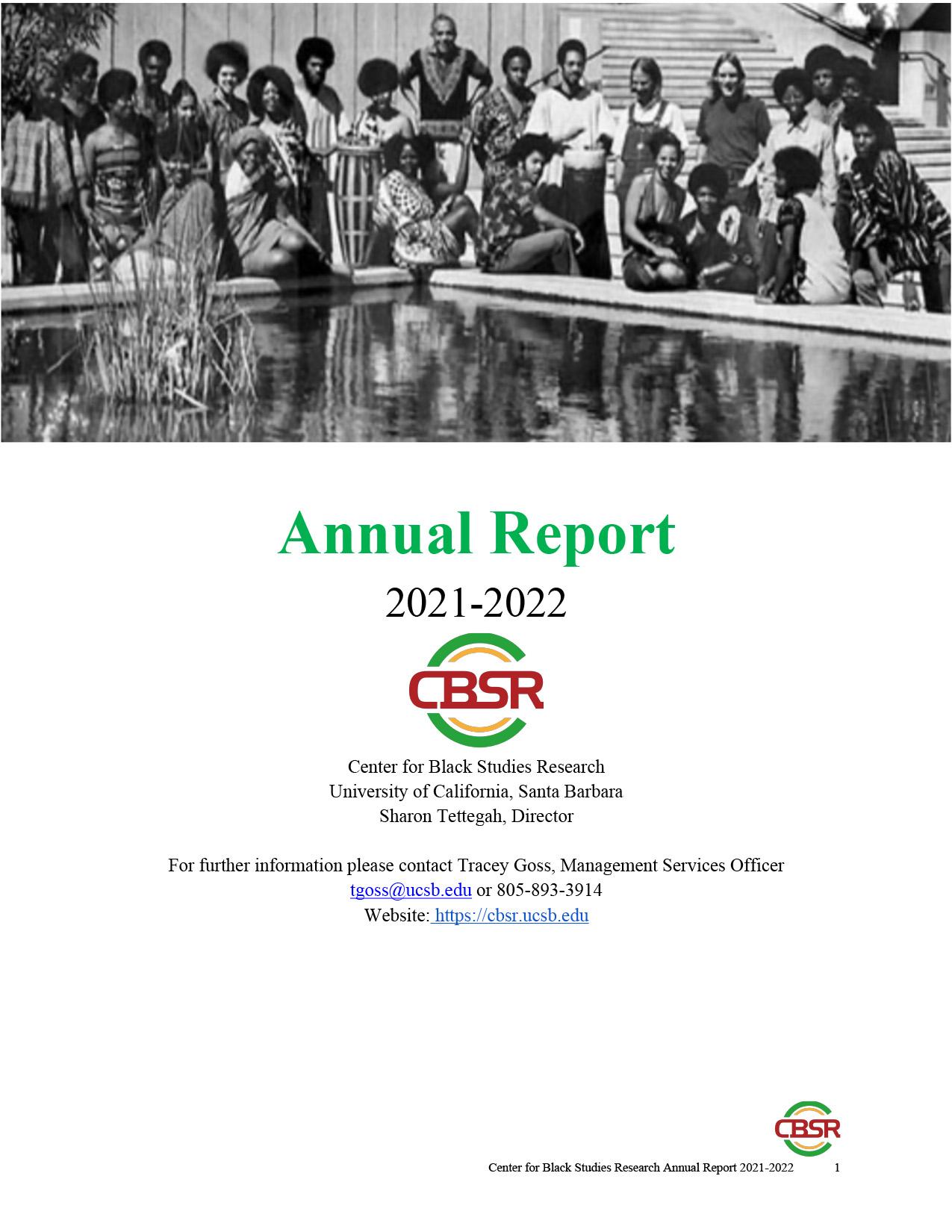 CBSR 2021–2022 Annual Report Cover