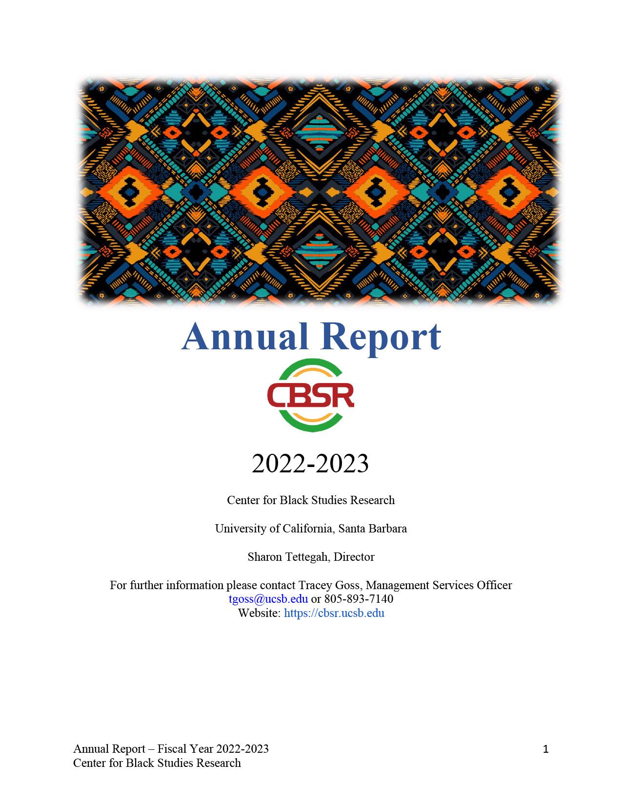 CBSR 2022–2023 Annual Report Cover